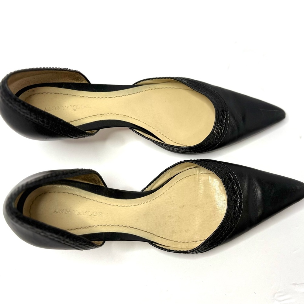 Ann Taylor Black Leather D’Orsay Pump Kitten Heel Size 8 - Picture 4 of 8